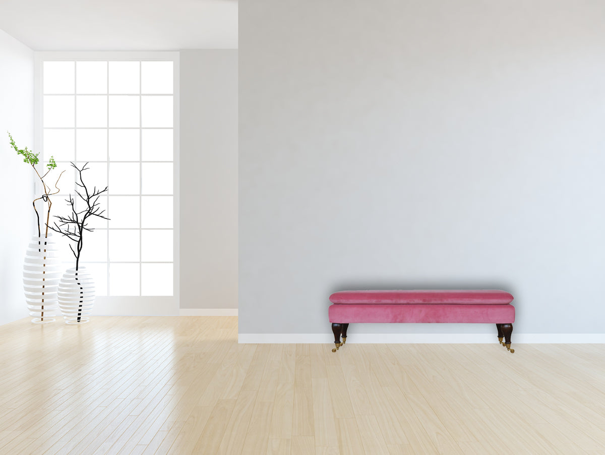 Pink Velvet Castor Bench