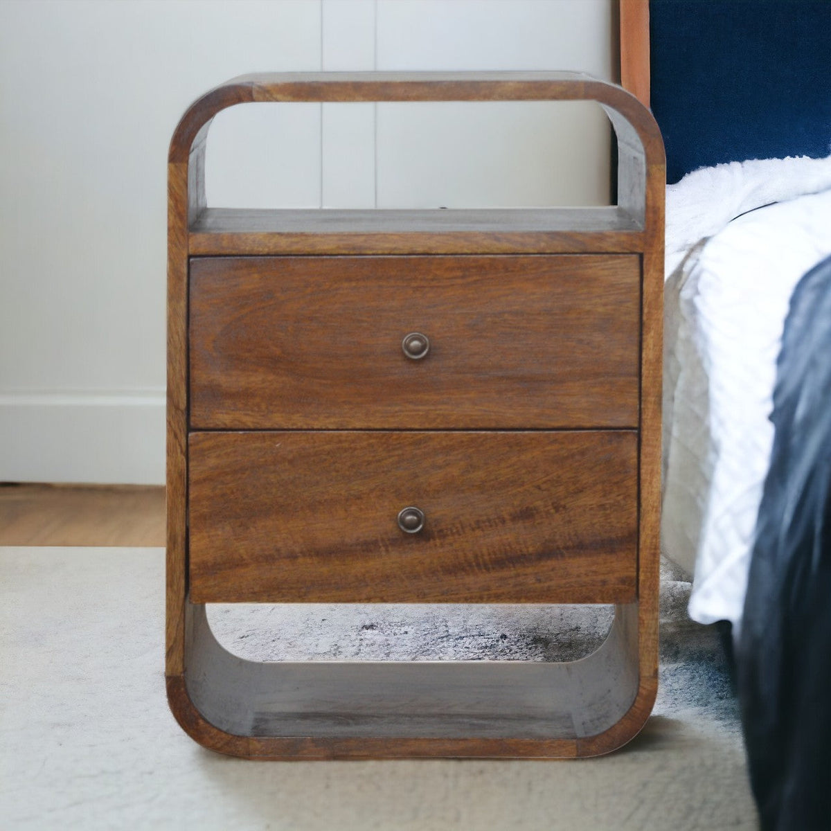 Chestnut Curve 2 Drawer Bedside