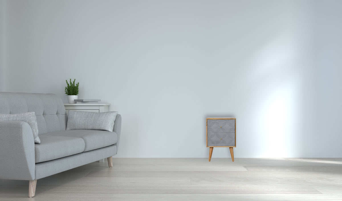 Geometric Carved Bedside