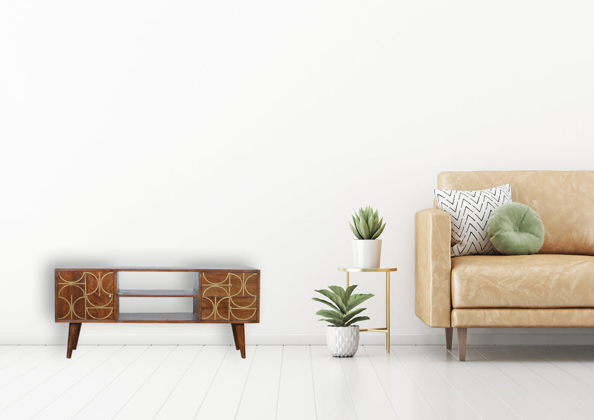 Chestnut Inlay Abstract TV Unit