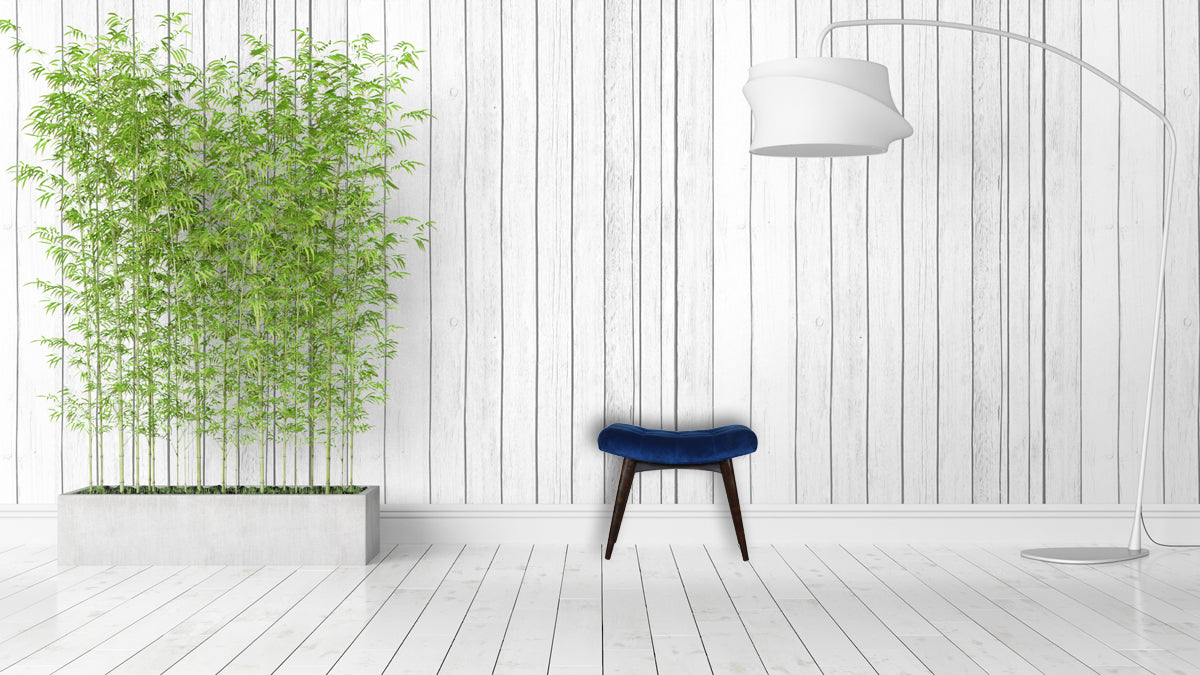 Royal Blue Cotton Velvet Bench