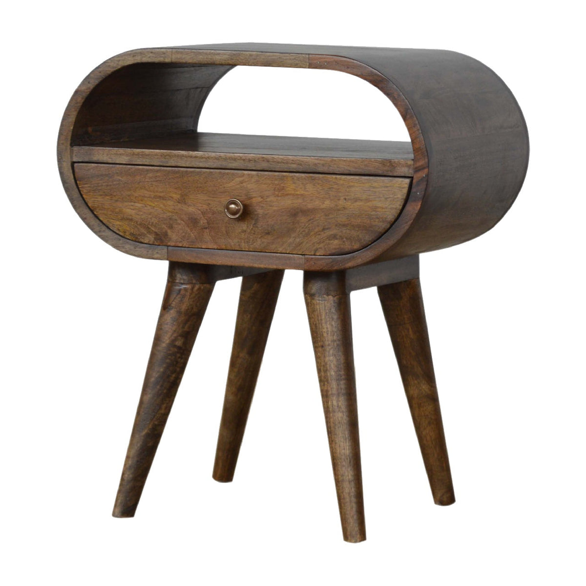 Grey Washed Circular Bedside Table