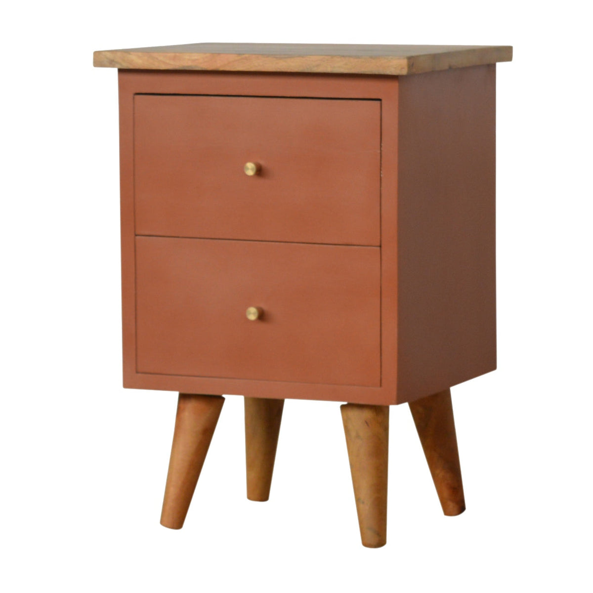 Brick Red Hand Painted Bedside Table