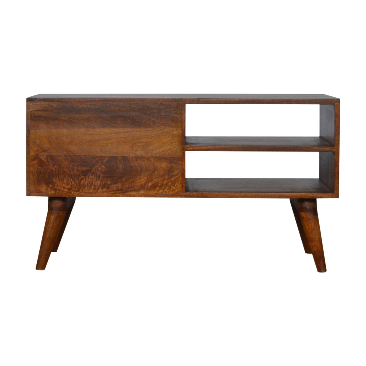 Tile Carved Chestnut TV Unit Chest of Drawers