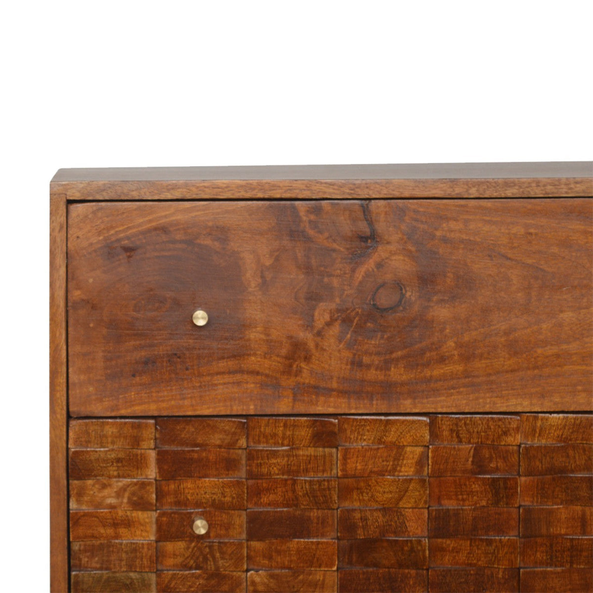 Tile Carved Chestnut Chest of Drawers