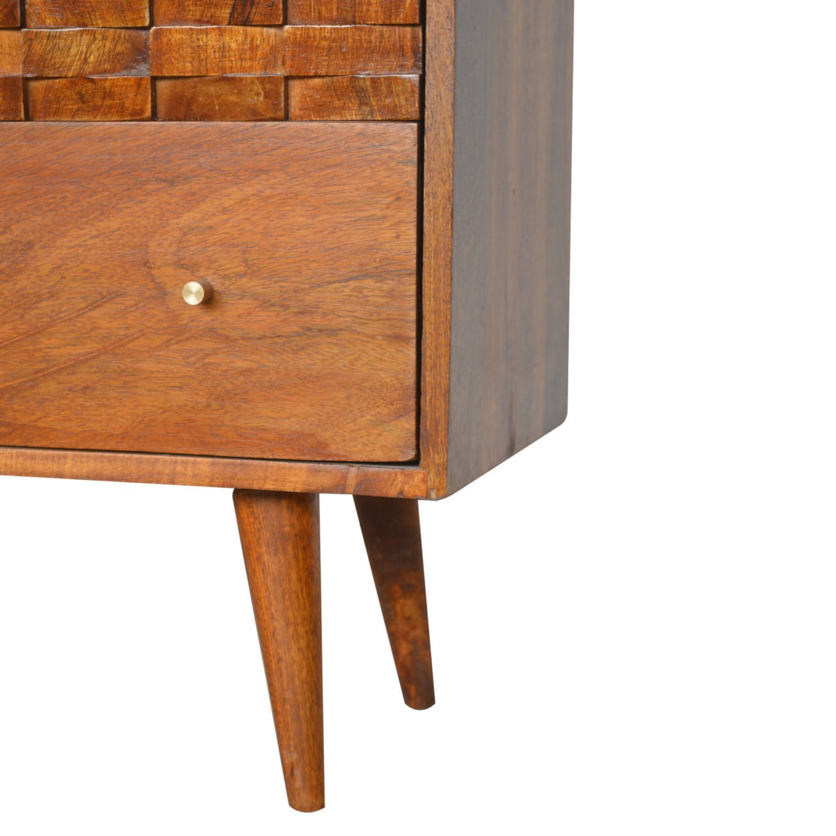 Tile Carved Chestnut Chest of Drawers