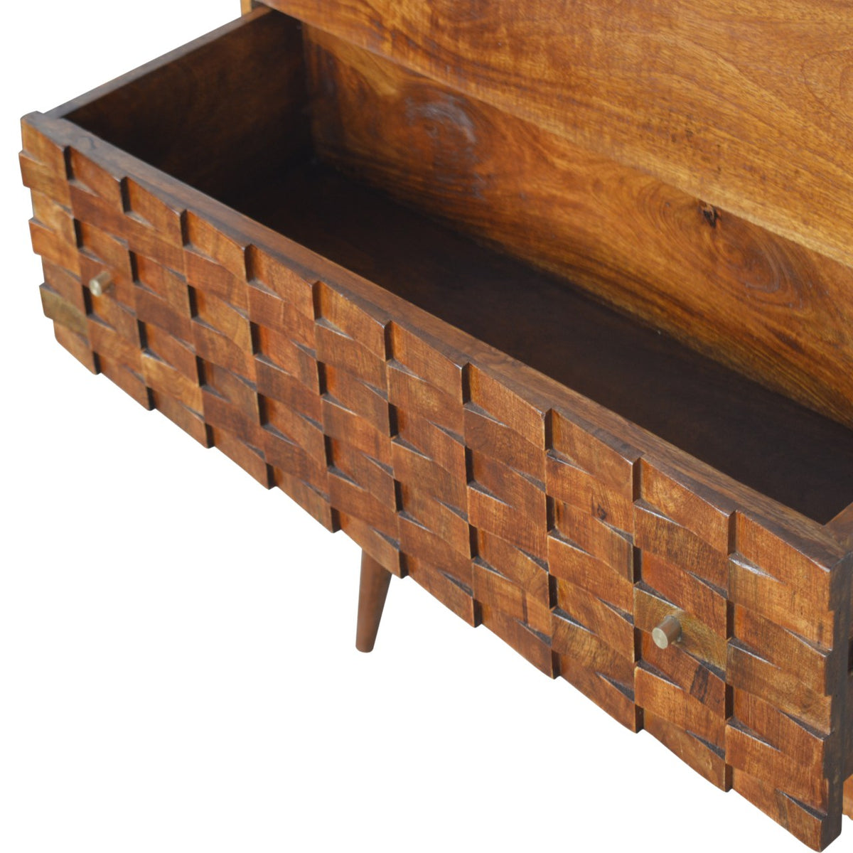 Tile Carved Chestnut Chest of Drawers