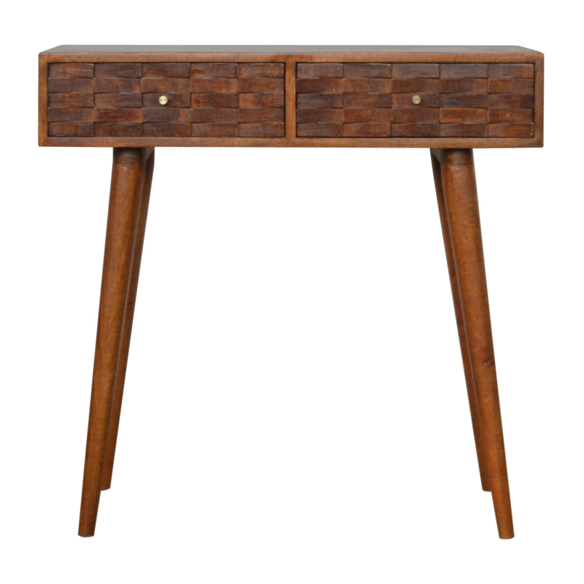 Tile Carve Chestnut Console Chest of Drawers
