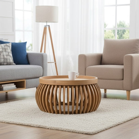 Jodhpur Solid Wood Small Round Low Coffee Table