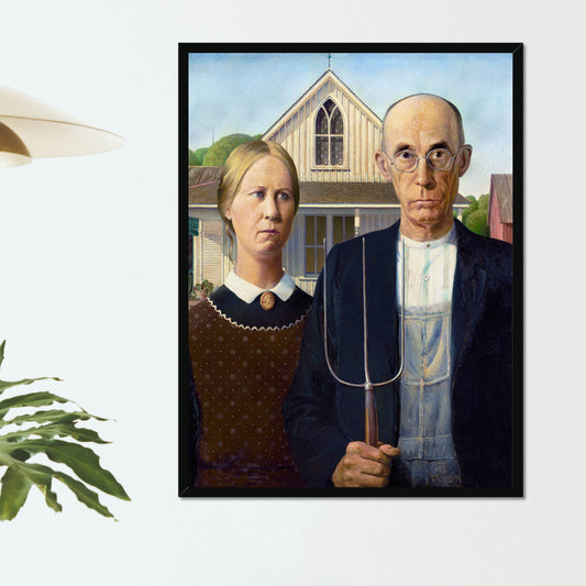 "American Gothic" by Grant Wood on Framed Prints, Canvas, Framed Canvas, Acrylic or Print-only