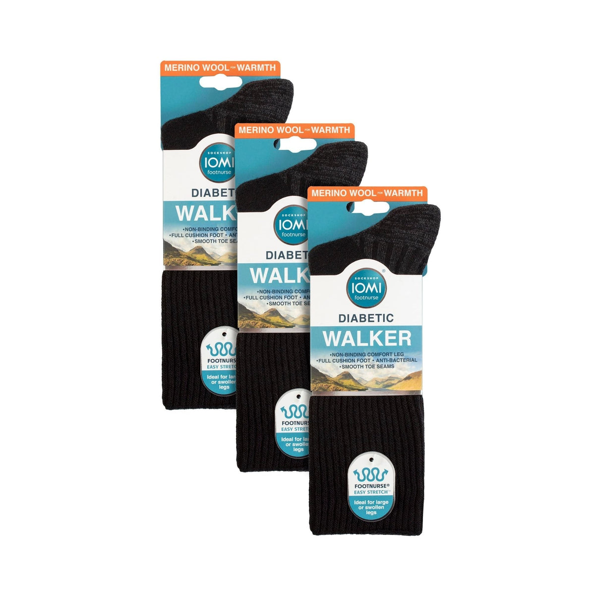 3 Pack Diabetic Walking Socks for Men & Ladies | Extra Wide Wool Hiking Socks