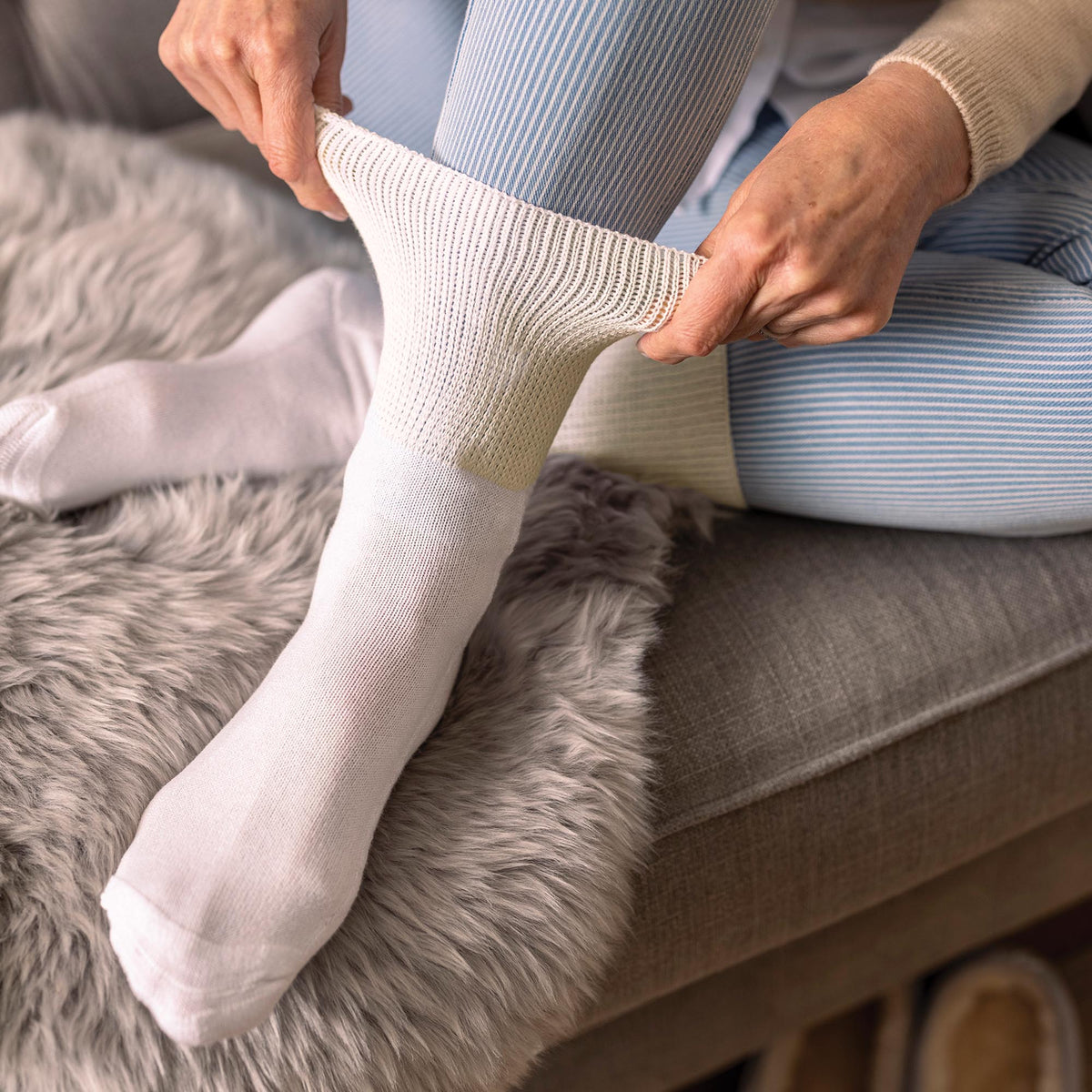 3 Pack Extra Wide Cotton Diabetic Socks for Swollen Legs