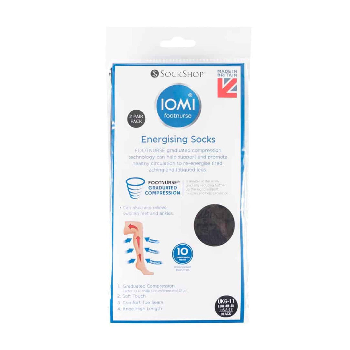 2 Pack 80 Denier Compression Knee High Energising Socks