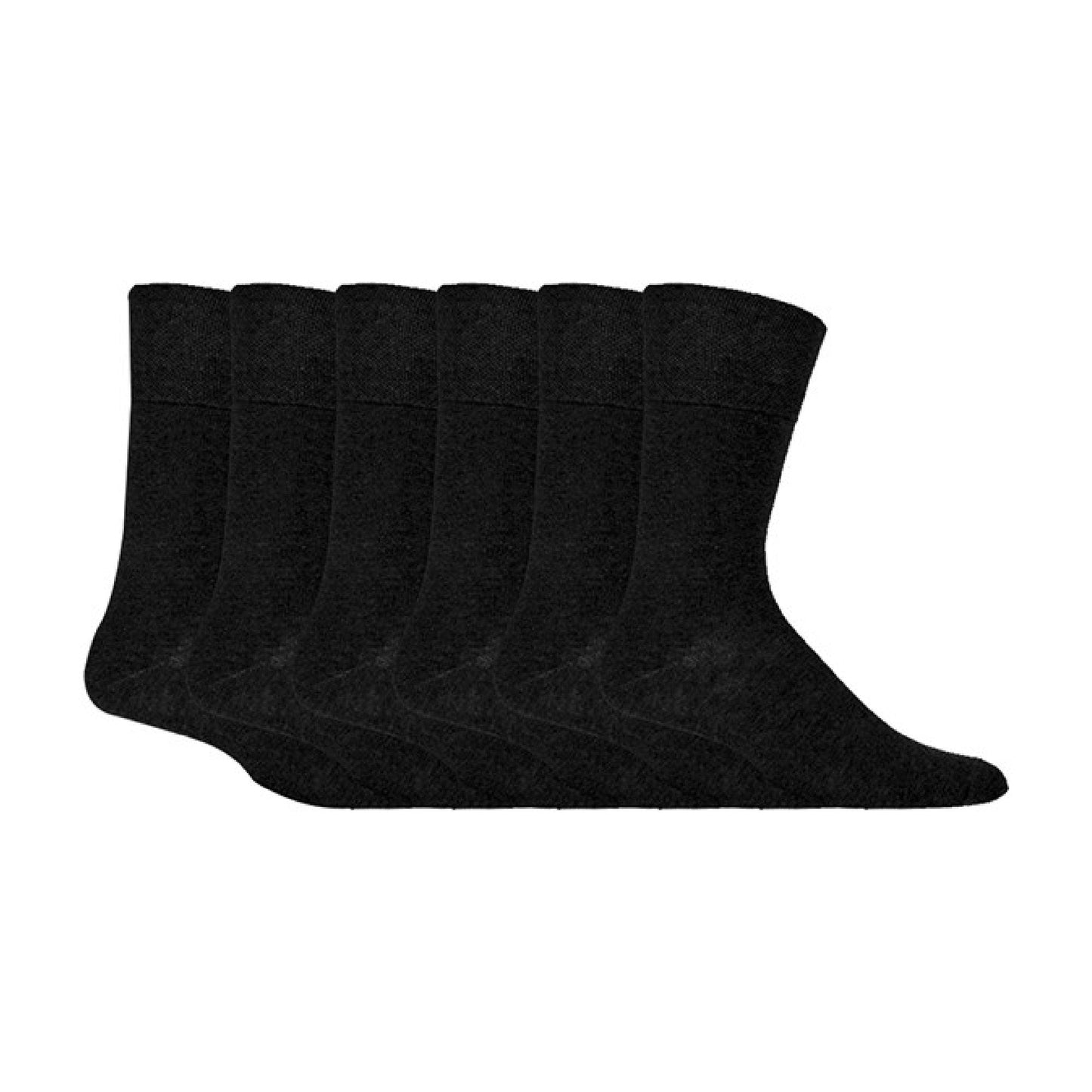 6 Pack Mens Non Elastic Cotton Diabetic Socks with Seamless Toe 12-14 UK