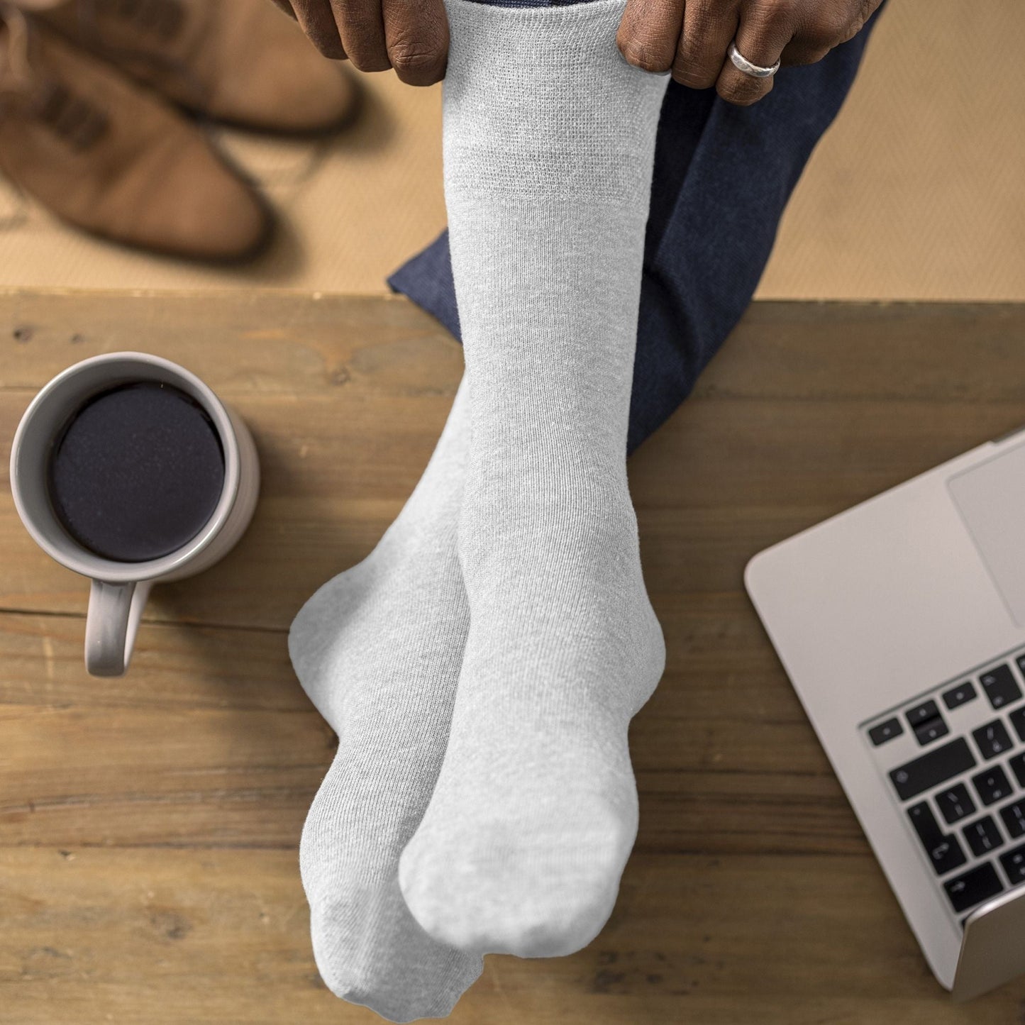 6 Pack Men’s Non-Elastic Cotton Diabetic Socks with Seamless Toe