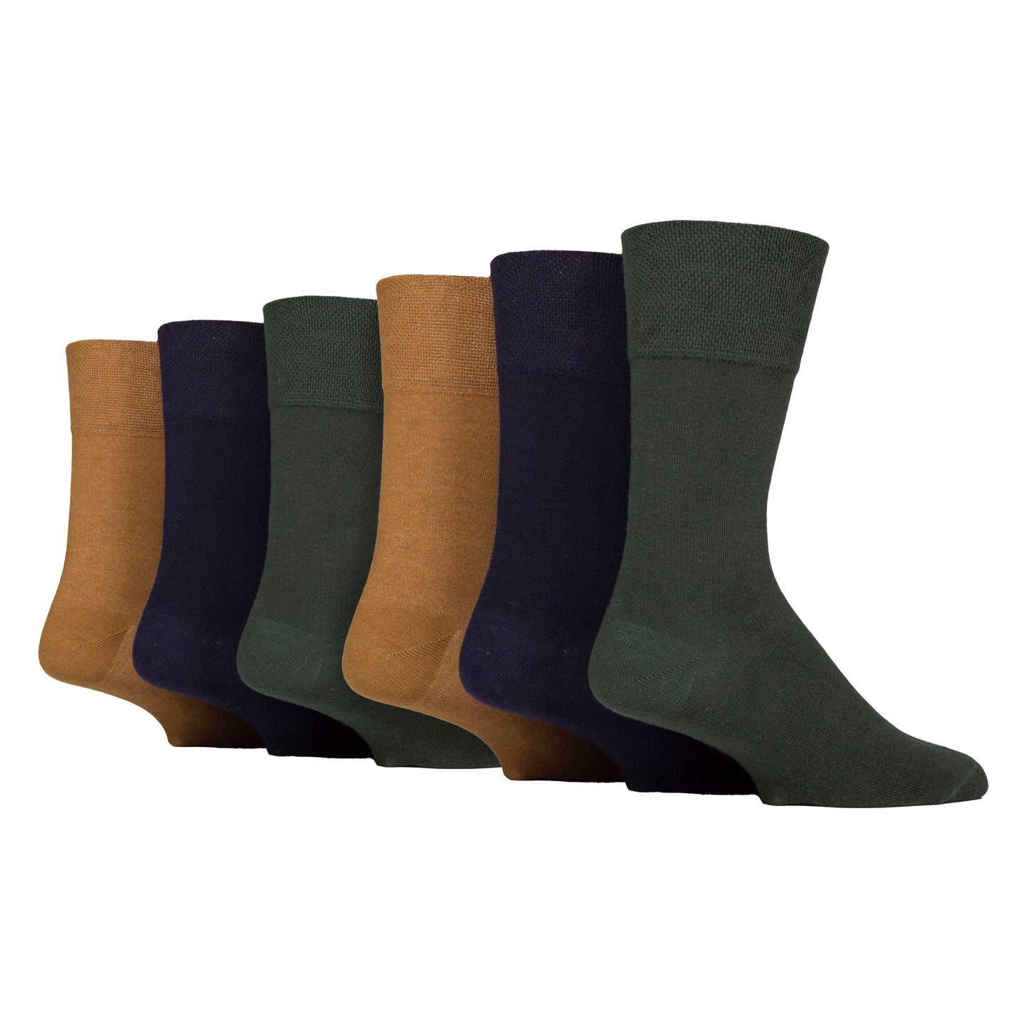 6 Pack Men’s Non-Elastic Cotton Diabetic Socks with Seamless Toe