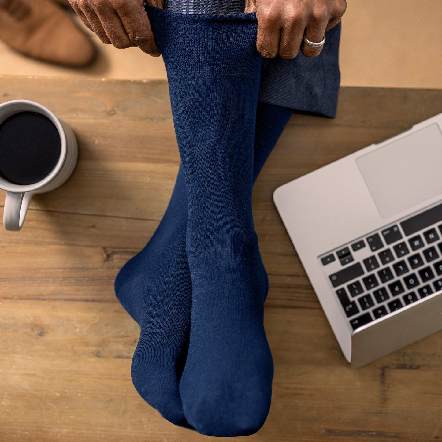 6 Pack Men’s Non-Elastic Cotton Diabetic Socks with Seamless Toe