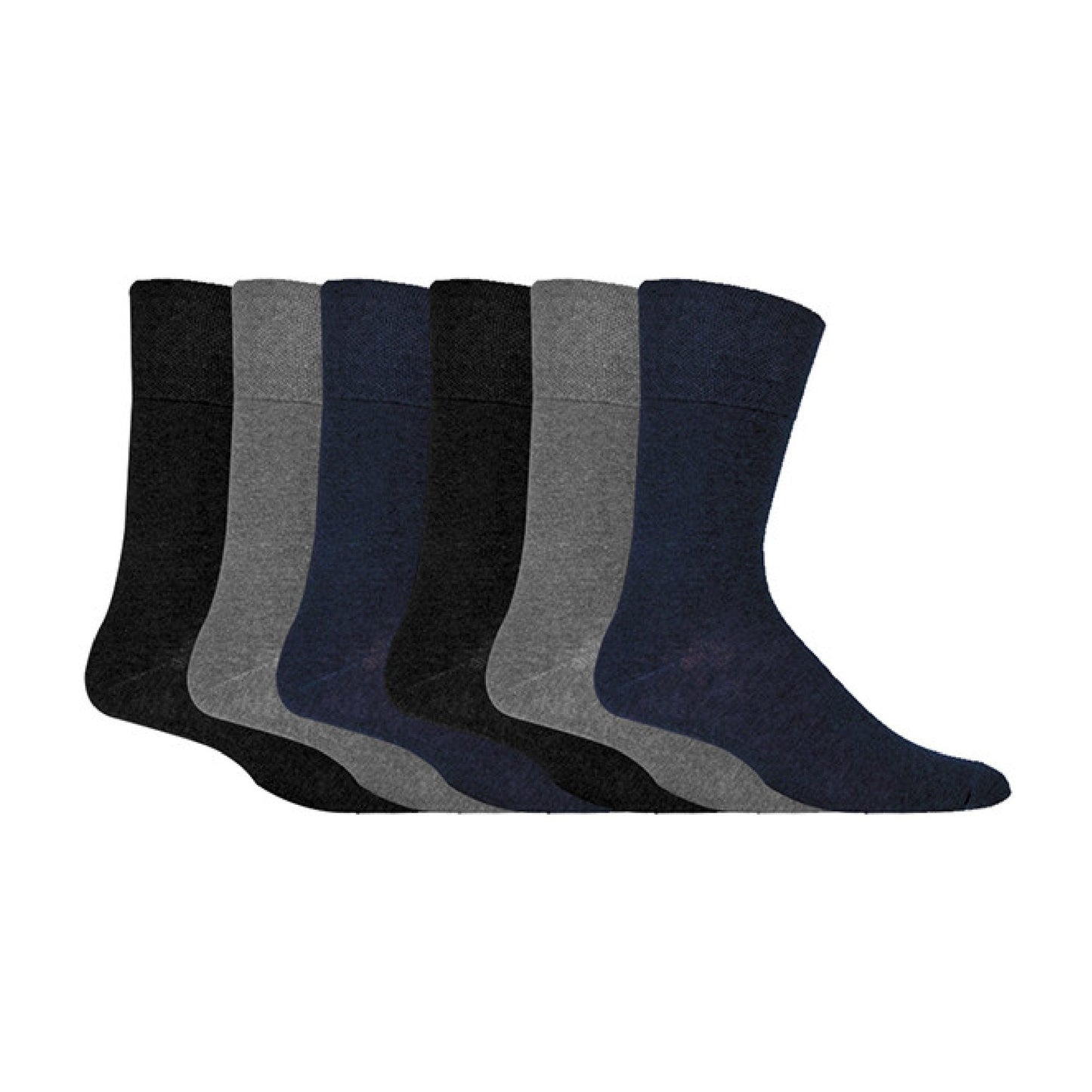 6 Pack Mens Non Elastic Cotton Diabetic Socks with Seamless Toe 12-14 UK