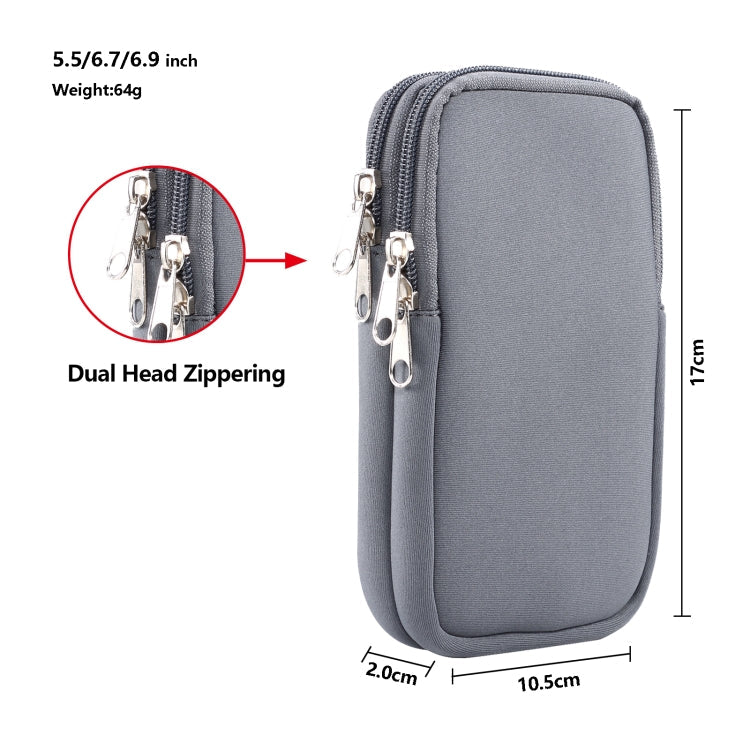Universal Double-compartment Elastic Hanging Waist Bag for 6.9 inches and Below Smart Phones