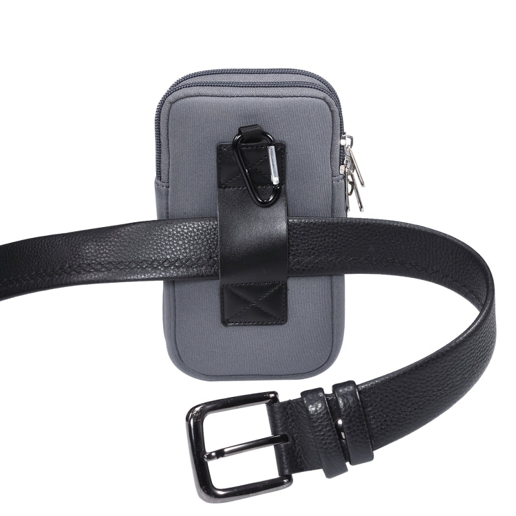 Universal Double-compartment Elastic Hanging Waist Bag for 6.9 inches and Below Smart Phones