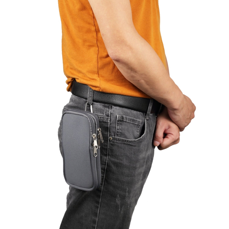 Universal Double-compartment Elastic Hanging Waist Bag for 6.9 inches and Below Smart Phones