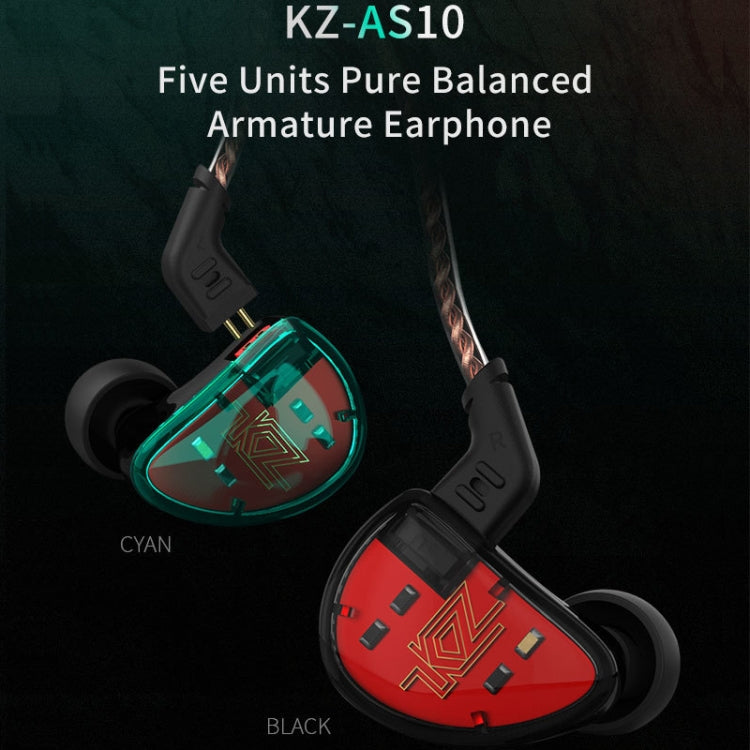 KZ AS10 Ten Unit Moving Iron In-ear HiFi Earphone without Microphone(Red)