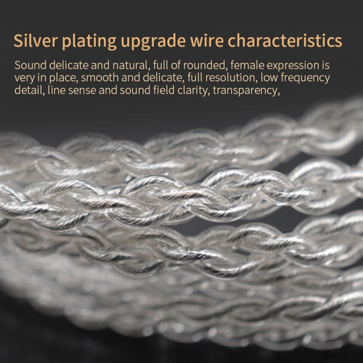 KZ 8 Pin Oxygen-free Copper Silver Plated Upgrade Cable for Most MMCX Interface Earphones(White)