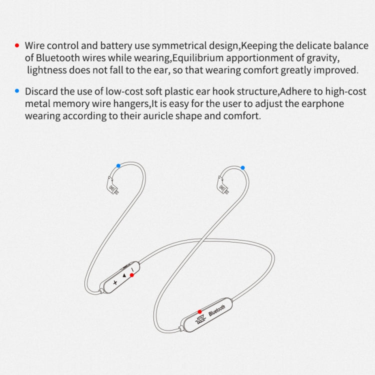 KZ Waterproof High Fidelity Bluetooth Upgrade Cable for KZ ZST / ZS10 / ES4 / ES3 / ZSR Earphones(Black)