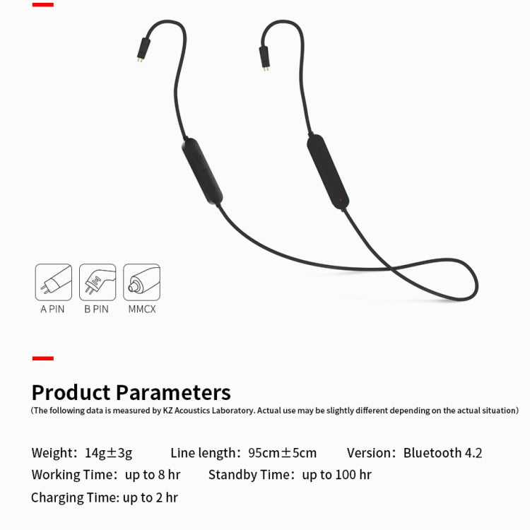 KZ Waterproof High Fidelity Bluetooth Upgrade Cable for KZ ZST / ZS10 / ES4 / ES3 / ZSR Earphones(Black)