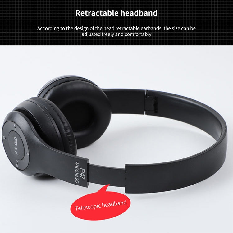 P47 Foldable Wireless Bluetooth Headphone with 3.5mm Audio Jack, Support MP3 / Call, P47 Black, P47 Blue, P47 Red, P47 White, P47 Green