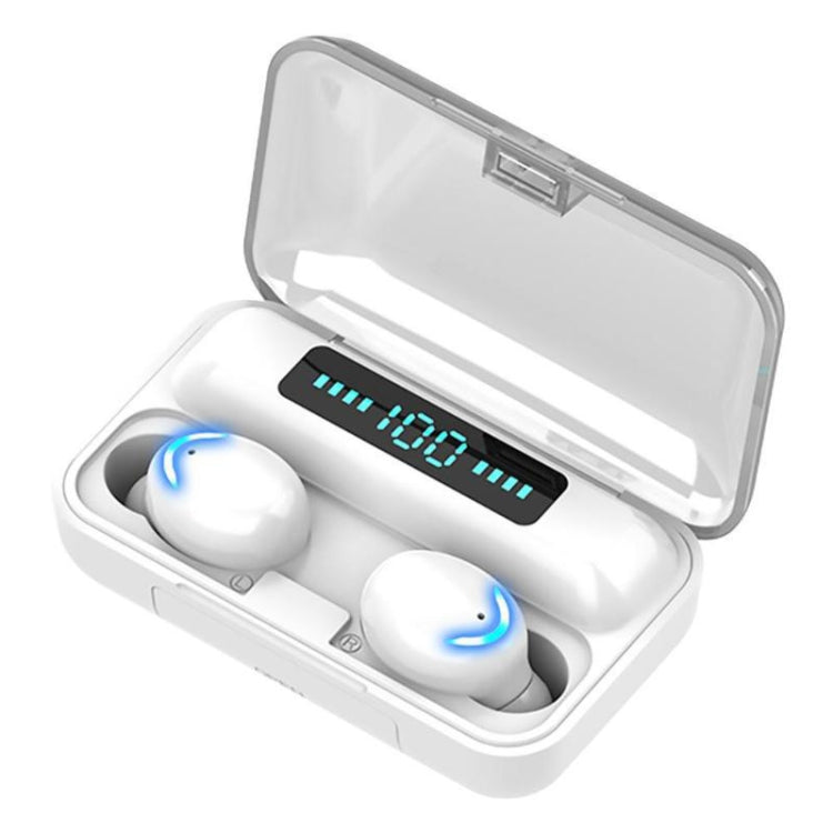 F9-5C Four-bar Breathing Light + Digital Display Noise Reduction Bluetooth Earphone, F9-5C Four-bar Light Black, F9-5C Four-bar Light White