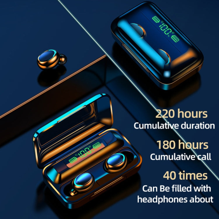 F9-5C Four-bar Breathing Light + Digital Display Noise Reduction Bluetooth Earphone, F9-5C Four-bar Light Black, F9-5C Four-bar Light White