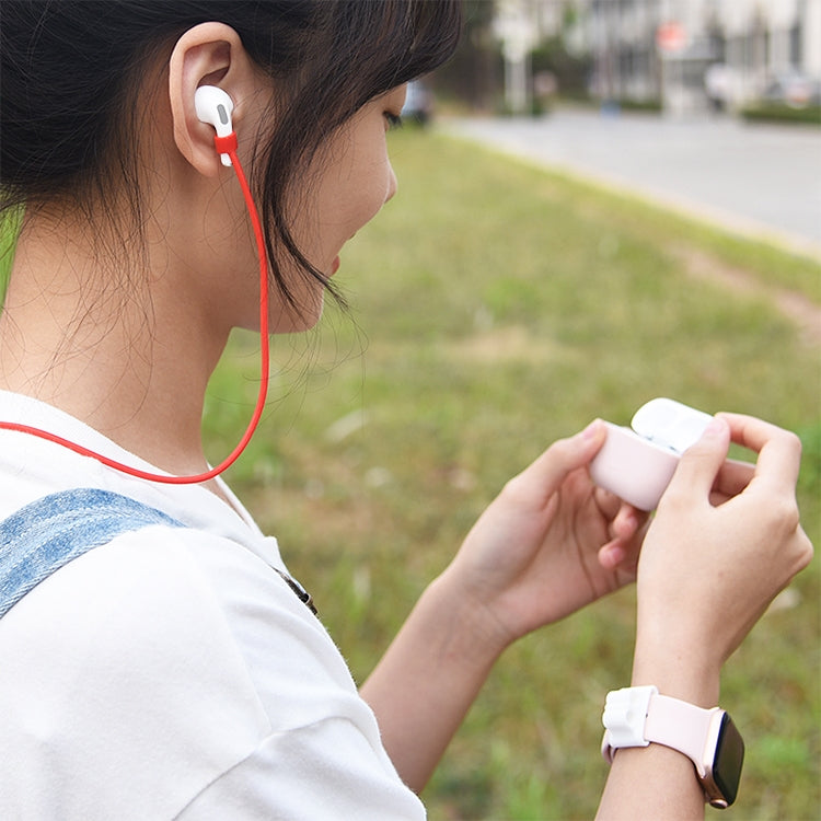 For AirPods Pro 3 in 1 Silicone Earphone Protective Case + Earphones Buckle + Anti-lost Rope Set(Pink)