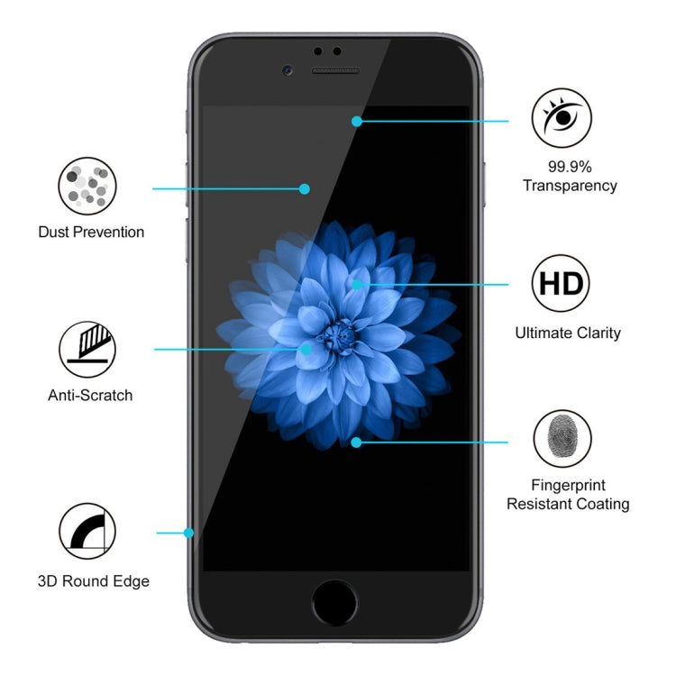 ENKAY Hat-Prince 0.26mm 9H Surface Hardness 6D Curved Edge Full Screen Tempered Glass Film for iPhone 6 & 6s(Black)