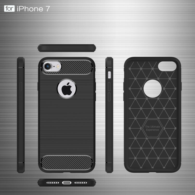 For  iPhone 8 & 7  Brushed Texture Fiber TPU Rugged Armor Protective Case, For iPhone 8 & 7