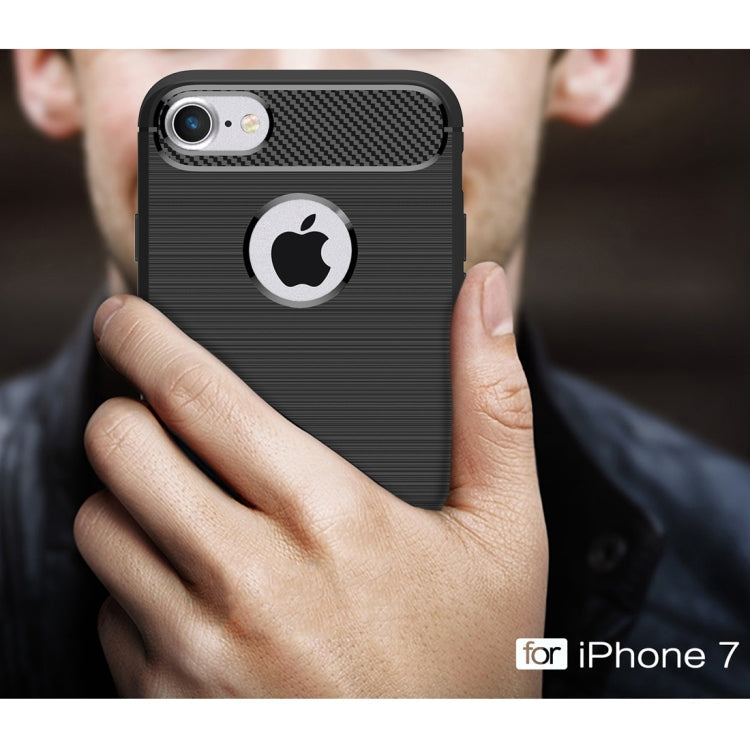 For  iPhone 8 & 7  Brushed Texture Fiber TPU Rugged Armor Protective Case, For iPhone 8 & 7