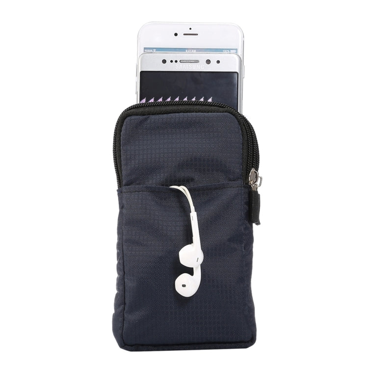 Universal Multi-function Plaid Texture Double Layer Zipper Sports Waist Bag / Shoulder Bag for iPhone X  & 7 & 7 Plus / Galaxy S9+ / S8+ / Note 8 / Sony Xperia Z5 / Huawei Mate 8, Size: 16.5 x 9.0 x 3.0cm