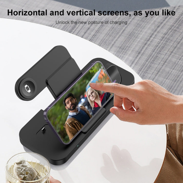 6 in 1 Multifunctional Foldable Vertical Wireless Charger (Black)