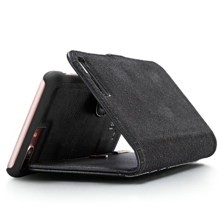 DG.MING Detachable Magnetic Flip Case with Holder & Card Slots for iPhone 8 Plus / 7 Plus (Black)