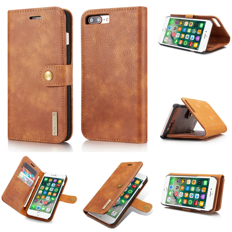 DG.MING for iPhone 8 Plus & iPhone 7 Plus Crazy Horse Texture Horizontal Flip Detachable Magnetic Protective Case with Holder & Card Slots & Wallet, iPhone 8P & 7P