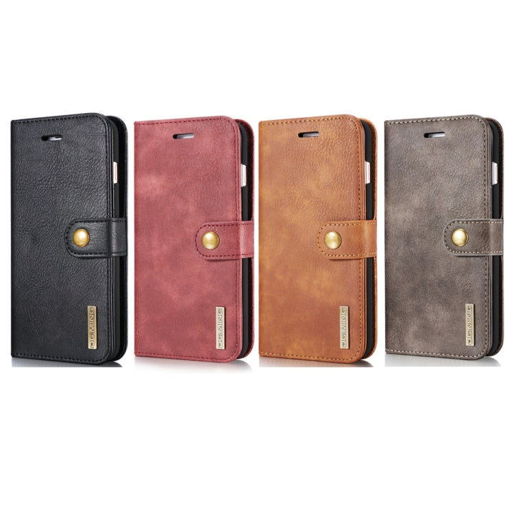 DG.MING Detachable Magnetic Flip Case with Holder & Card Slots for iPhone 8 Plus / 7 Plus (Black)