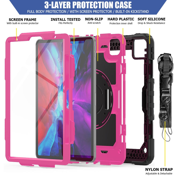 For iPad Pro 11 inch (2018) / Pro 11 inch (2020) Shockproof Black Silica Gel + Colorful PC Protective Tablet Case with Holder & Shoulder Strap & Hand Strap & Pen Slot, iPad Pro 11 inch (2018)