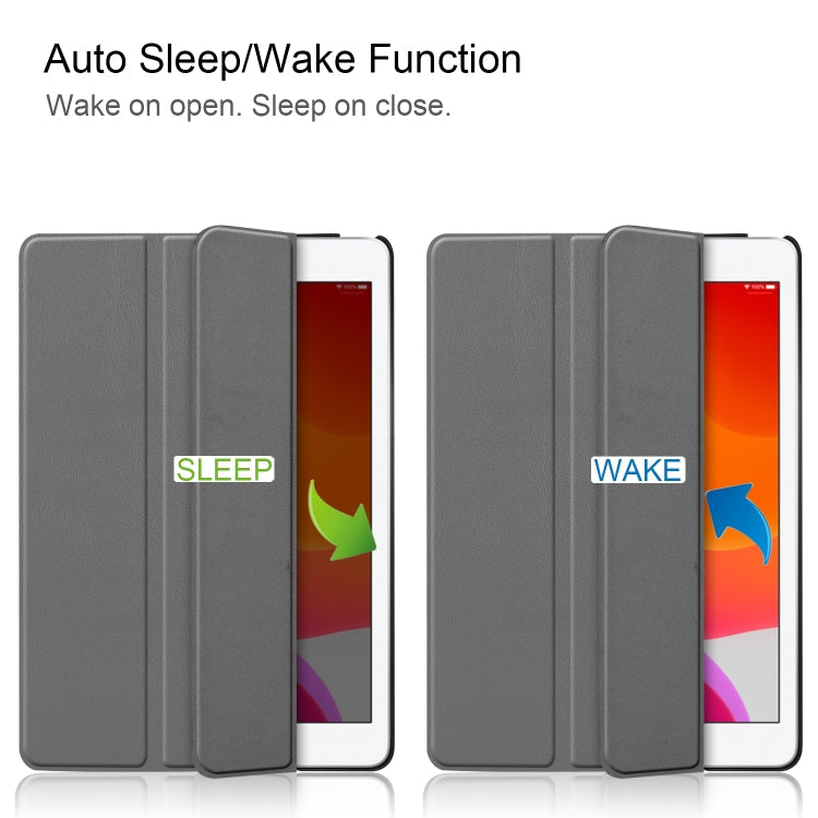 For iPad 10.2 Custer Texture Horizontal Flip Smart PU Leather Case with Sleep / Wake-up Function & Three-folding Holder, For iPad 10.2