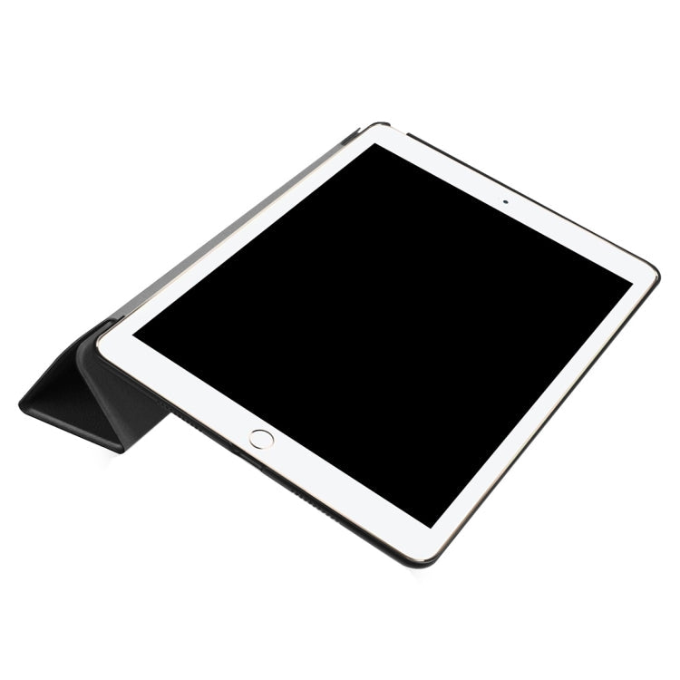For iPad Pro 10.5 inch PU Litchi Texture 3-folding Smart Case Clear Back Cover with Holder