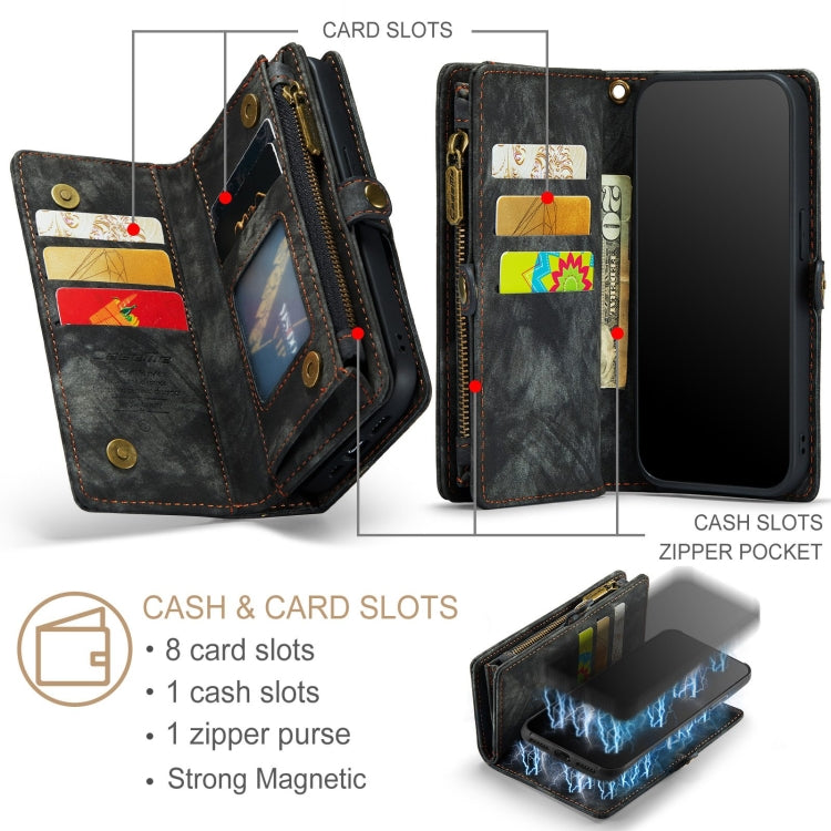 For iPhone X / XS CaseMe-008 TPU + PC Magnetic Absorption Detachable Back Cover Horizontal Flip Leather Case with Holder & Card Slots & Zipper Wallet & Photo Frame