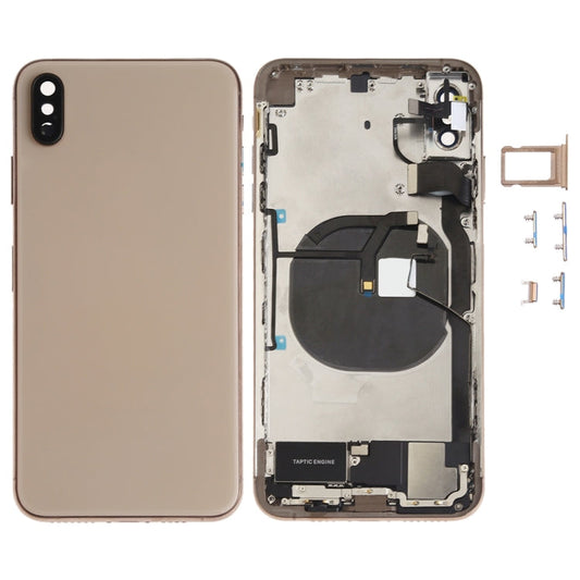 Battery Back Cover Assembly (with Side Keys & Speaker Ringer Buzzer & Motor & Camera Lens & Card Tray & Power Button + Volume Button + Charging Port + Signal Flex Cable & Wireless Charging Module) for iPhone XS Max, For iPhone XS Max (Full Assembly)