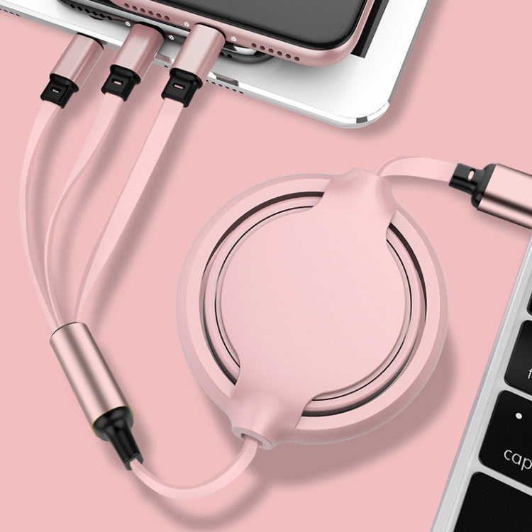3.5A Liquid Silicone 3 in 1 USB to USB-C / Type-C + 8Pin + Micro USB Retractable Data Syn Charging Cable