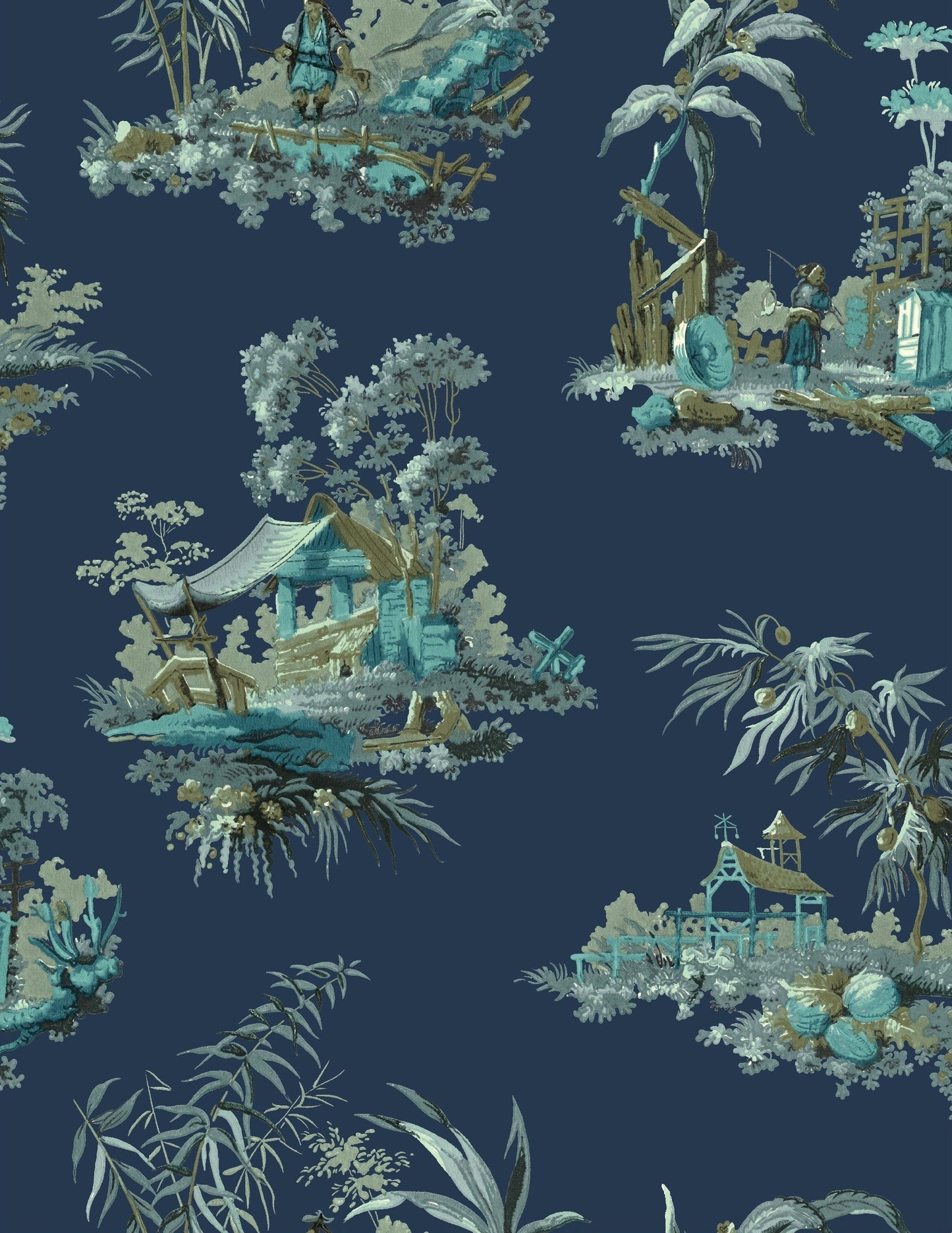 Vintage Oriental Wallpaper - Grey