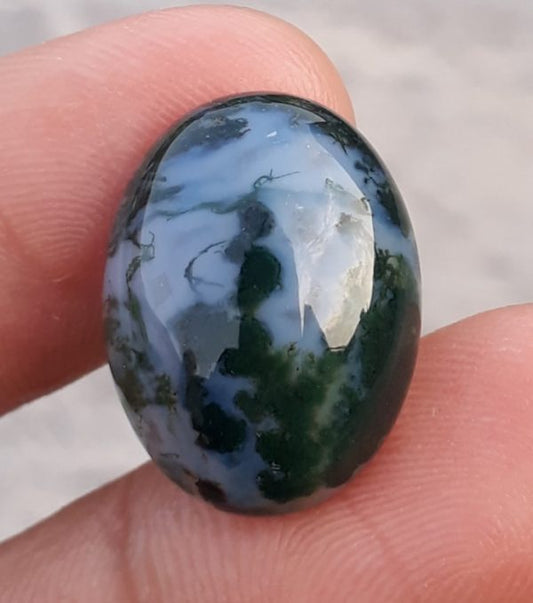 13.7ct Moss Agate - Green Moss Agate - Indian Moss Agate - 15x20mm