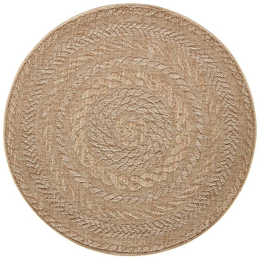 Indoor Outdoor Almendro Round Rug – Chevron Design